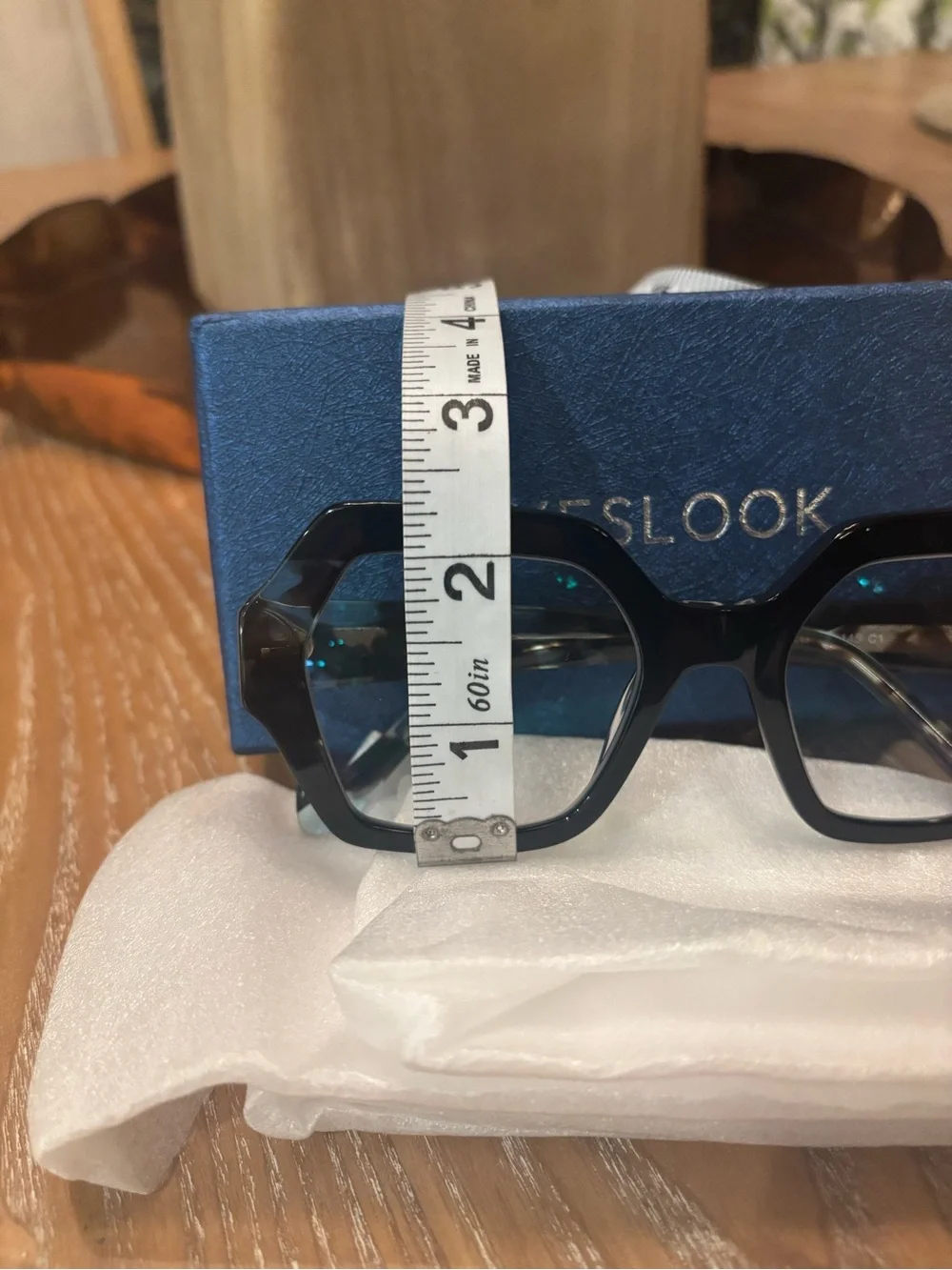 Yesglasses Burka Women's Hexagonal Tortoiseshell Black/Teal 2.0 Reading glasses